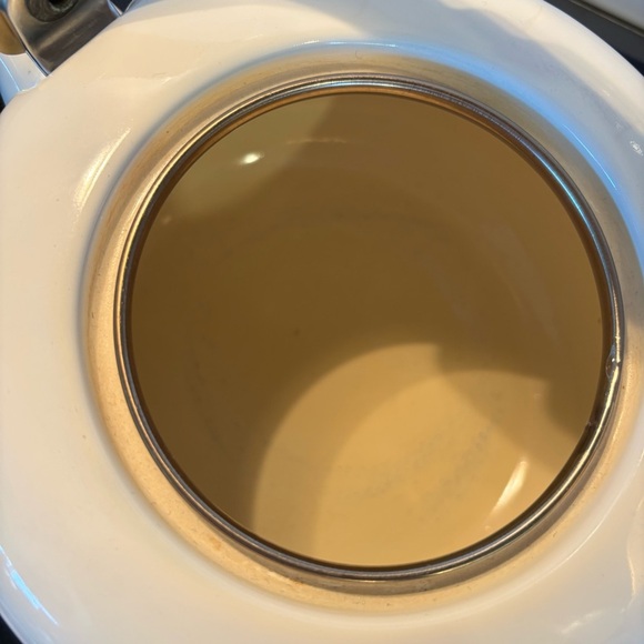 Vintage Enamel Metal Floral White Tea Kettle Wooden Handle Cottage Country Gram - Picture 4 of 9